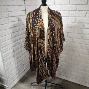 NWT Chico's Ladies No Size Brown & Tan with Bead Embellishments Shawl / Wrap